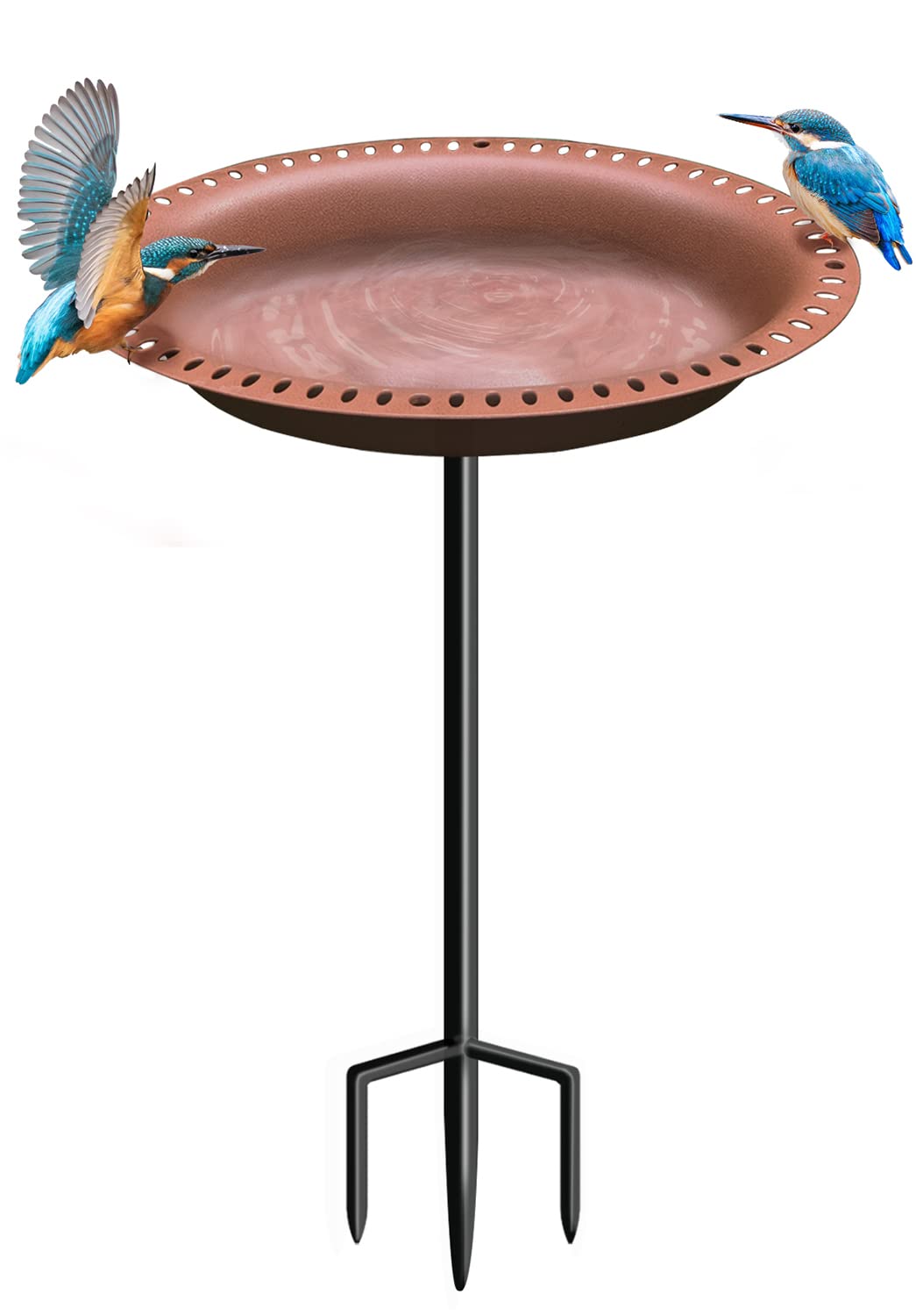 Eazielife Outdoor Bird Bath Lightweight Garden Birdbaths Freestanding Supports Antique Birdfeeder Bowl With Metal Stake Base, 28