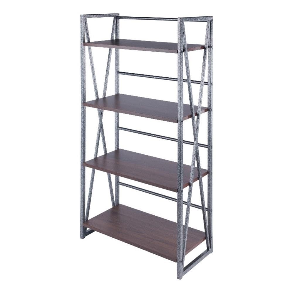 Winsome Wood Isa 4-Tier Shelf, Graphite and Walnut