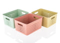 Infinity Hub Plastic Storage Basket Organizer Pack Of 3  Multipurpose Perforated Storage Bins With BuiltIn Handles For Kitchen