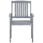 vidaXL Patio Chairs 2 Pcs, Patio Dining Chair with Cushions, Outdoor Chair for Deck Garden Lawn Balcony, Farmhouse, Gray Solid Wood Acacia