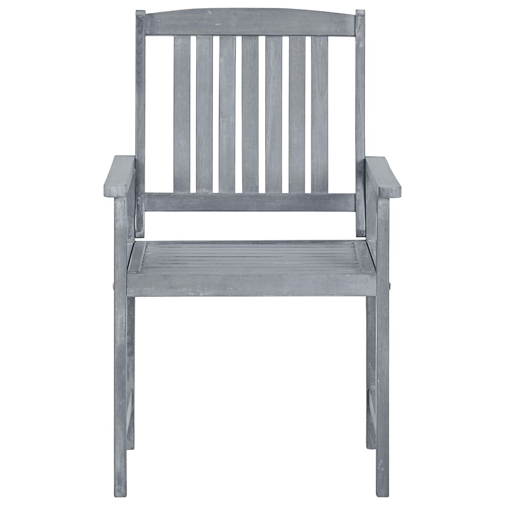 vidaXL Patio Chairs 2 Pcs, Patio Dining Chair with Cushions, Outdoor Chair for Deck Garden Lawn Balcony, Farmhouse, Gray Solid Wood Acacia