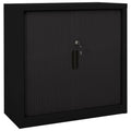 vidaXL Sliding Door Cabinet Black and White 35.4"x15.7"x35.4" Steel