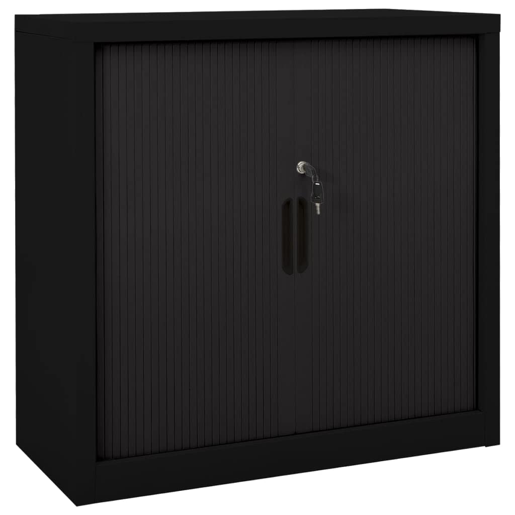 vidaXL Sliding Door Cabinet Black and White 35.4&quot;x15.7&quot;x35.4&quot; Steel