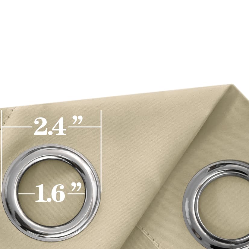 Mrs.Naturall Biscotti Beige Curtains 52X94 Inch Length For Bedroom 2 Panels Blackout Room Darkening Curtains