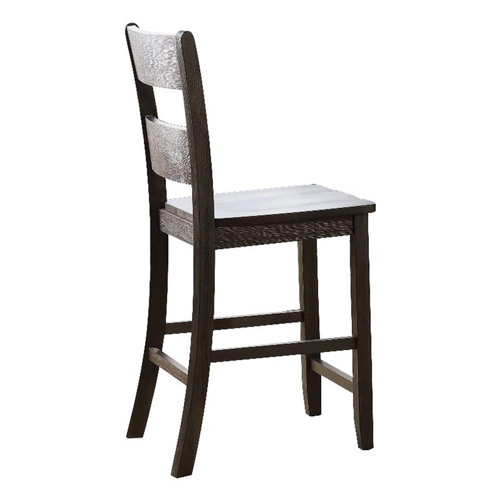 Acme Haddie Wood Counter Height Dining Chair in Distressed Walnut (Set of 2)