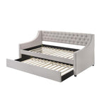 Acme Lianna Tufted Upholstered Twin Daybed and Trundle in Beige and Fog Fabric