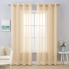 Miulee 2 Panels Solid Color Sheer Curtains 84 Inch Length Elegant Grommet Window Voile Panels/Drapes/Treatment For Bedroom Living Room (54X84 Inch), Cream Beige