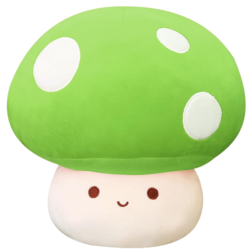Miaohaha Kawaii Plush Mushroom Toy Pillow, Cute Plushies Mushroom Doll Gift For Kids(Green,23Cm/9In)