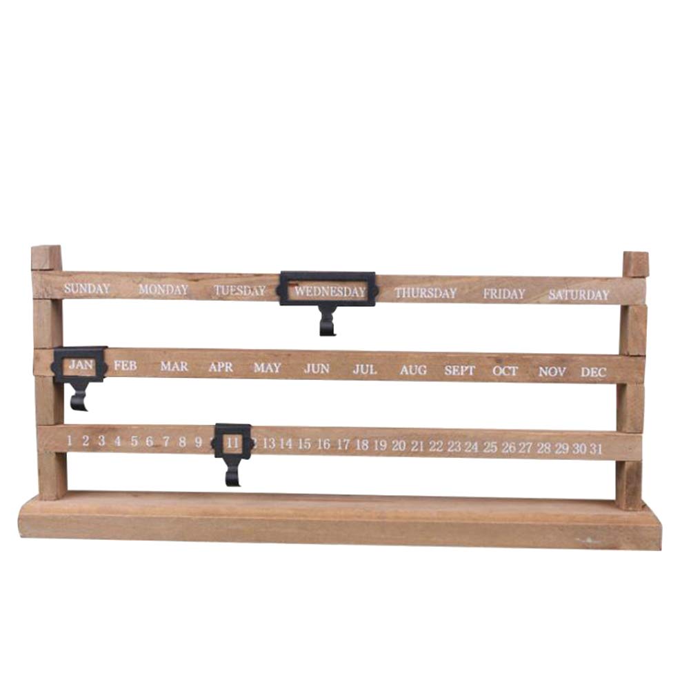 Vosarea Perpetual Desk Calendar, Sliding Wooden Calendar For Home Decor