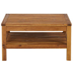 vidaXL Solid Acacia Wood Coffee Table, Weather-Resistant, Patio Furniture, Crafted Wood Grain Design, 25.6"x25.6"x13.8", Brown Cream White, Assembly Required
