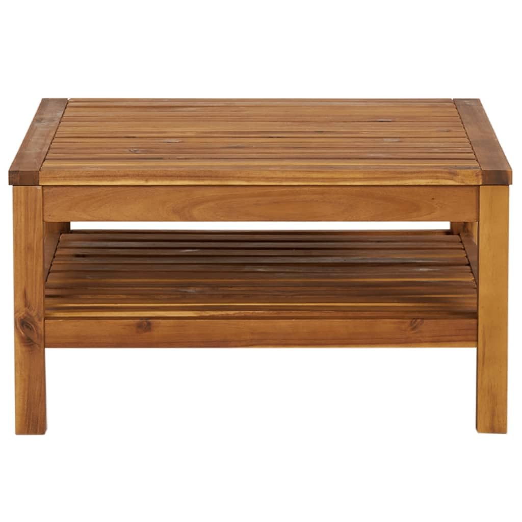 vidaXL Solid Acacia Wood Coffee Table, Weather-Resistant, Patio Furniture, Crafted Wood Grain Design, 25.6"x25.6"x13.8", Brown Cream White, Assembly Required