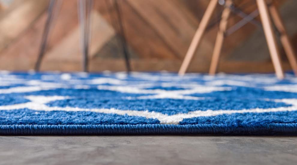 Unique Loom Trellis Frieze Collection Area Rug - Rounded (5' 1'' X 8', Navy Blue/ Ivory)