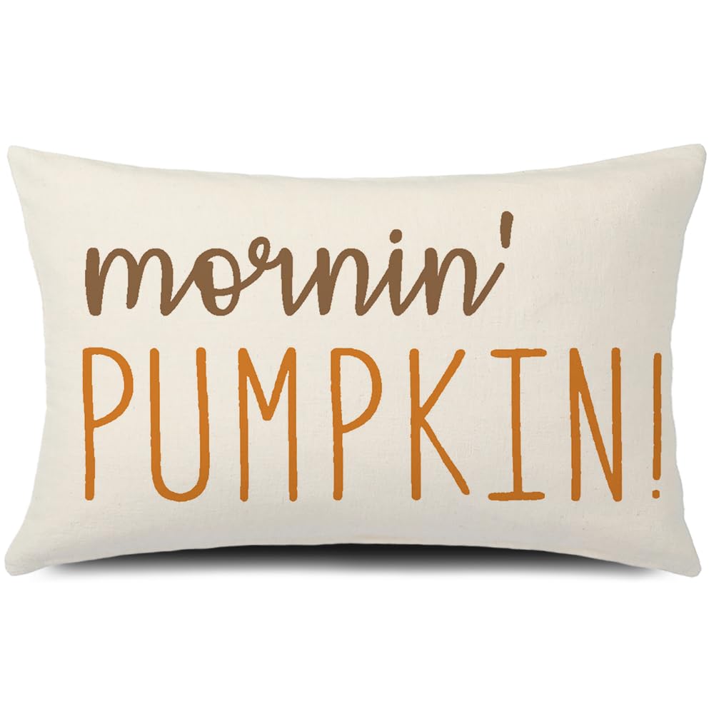 Gtext Fall Pillow Cover 12X20 Morning Pumpkin Throw Pillow Autumn Decorative Lumbar Linen Outdoor Farmhouse Decor Cushion Cover