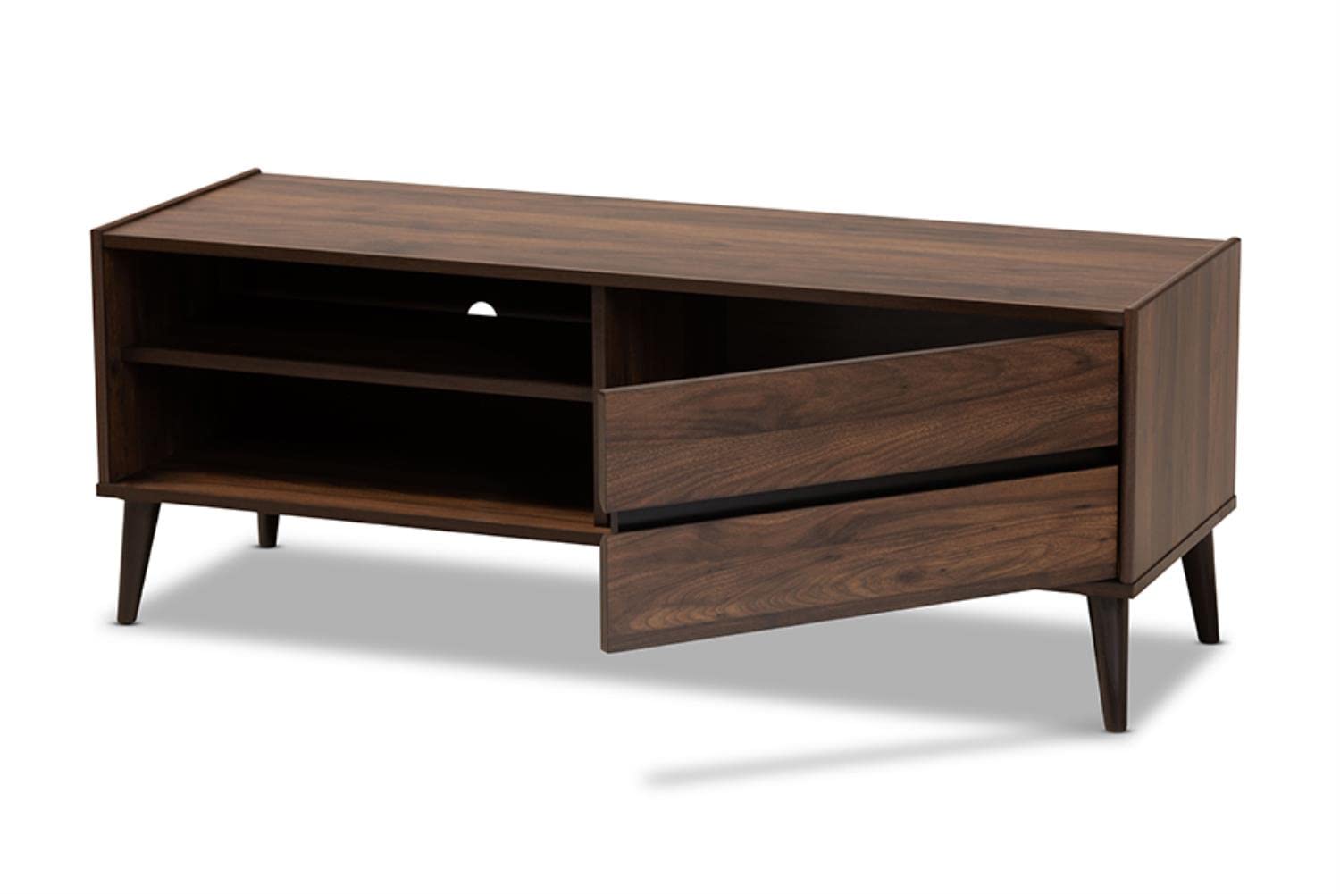 Baxton Studio Suli Mid-Century Modern Walnut Brown Finished Wood TV Stand