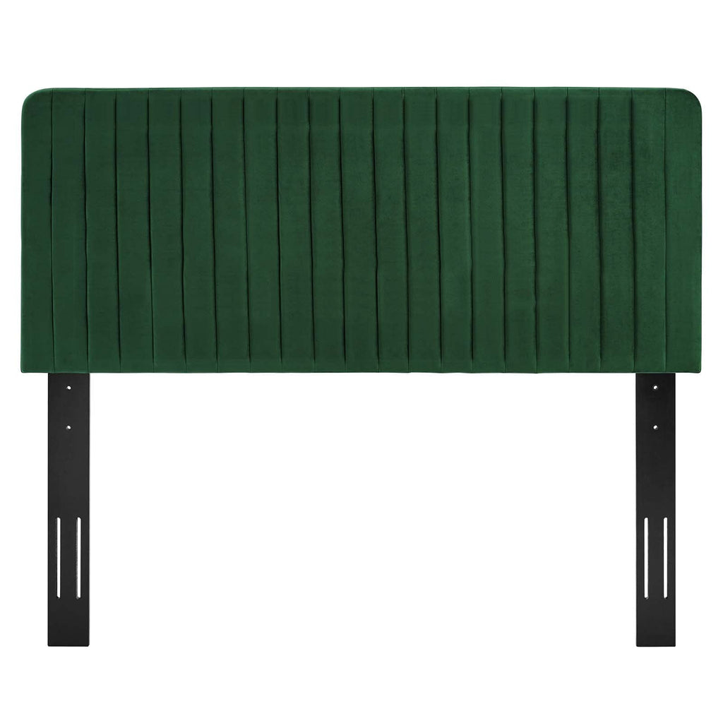 Modway Milenna Channel Tufted Performance Velvet Full/Queen Headboard in Emerald