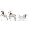 vidaXL Reindeer & Sleigh Christmas Decoration with 60 Golden LEDs – Weather-Resistant Mesh Metal Frame – Festive Indoor/Outdoor Decor