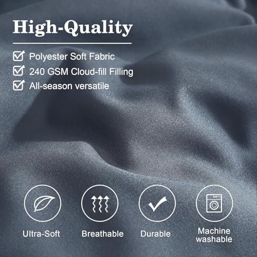 Monbix Twin Xl Comforter,Twin Xl Steel Gray Bedding Set 5 Pieces, All Seasons Comforters,Quilting Design Fluffy Bed Set Warm Twi
