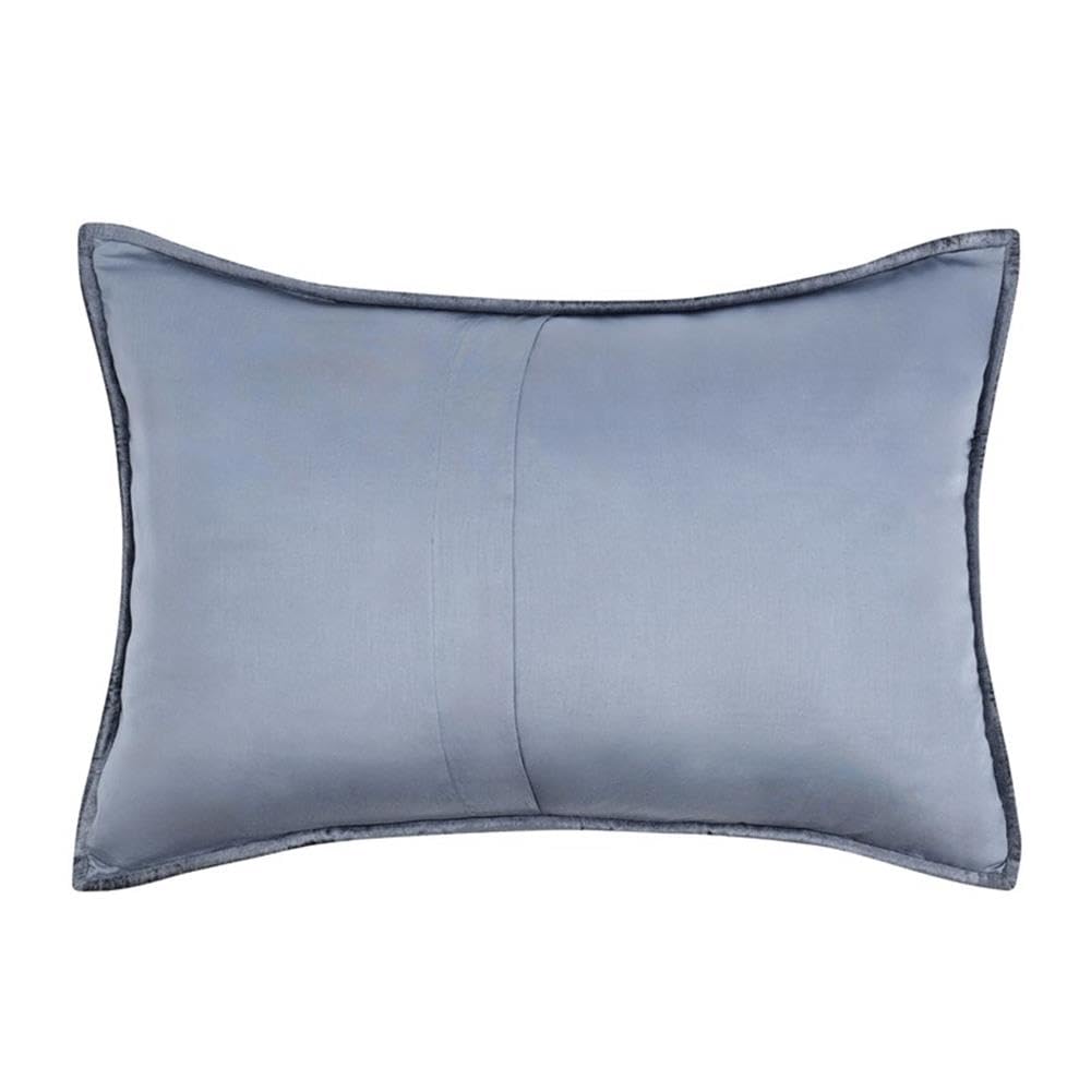 Kosas Home Dimitry 20x26 Velvet and Solid Cotton Standard Sham in Sea Fog Blue