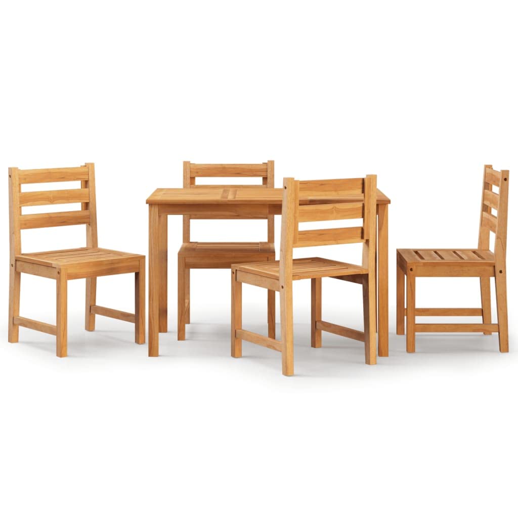 Vidaxl 5 Piece Patio Dining Set - Solid Teak Wood, Sturdy Tabletop, Comfortable Chairs And Waterproof Finish - Perfect For Patio, Garden, Indoors