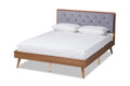 Baxton Studio Larue Modern and Contemporary Grey Velvet Fabric Upholstered and Walnut Brown Finished Wood King Size Platform Bed