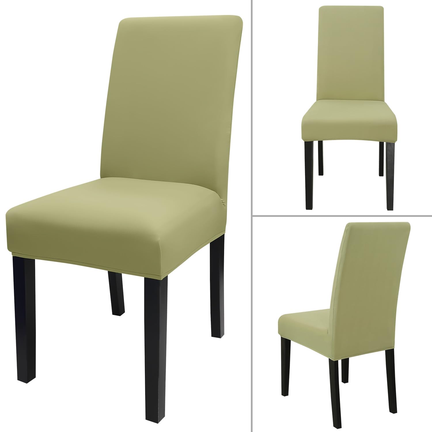 Jqinhome Sage Green Chair Covers For Dining Room Set Of 8, High Stretch Removable Washable Parsons Chair Slipcover For Home Party Hotel Wedding Ceremony (8Pcs, Sage Green)