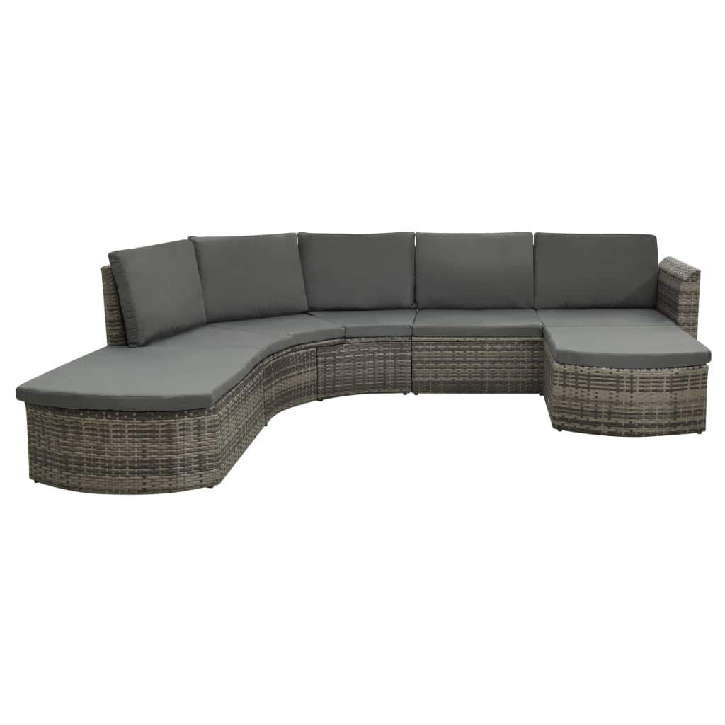 4 Piece Patio Lounge Set with Cushions Poly Rattan Gray