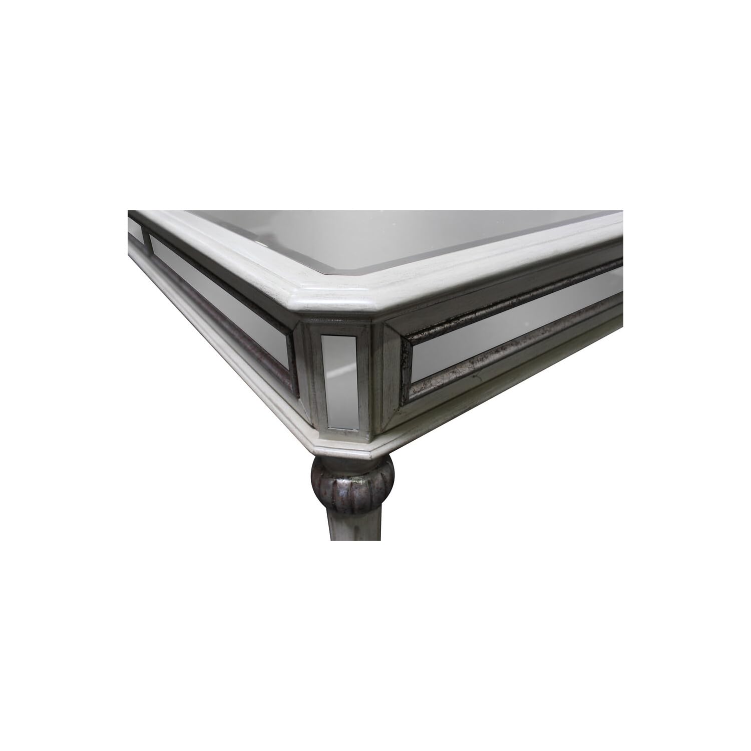 Best Master Emory Solid Wood Dining Room Table In Antique Cream With Mirrored