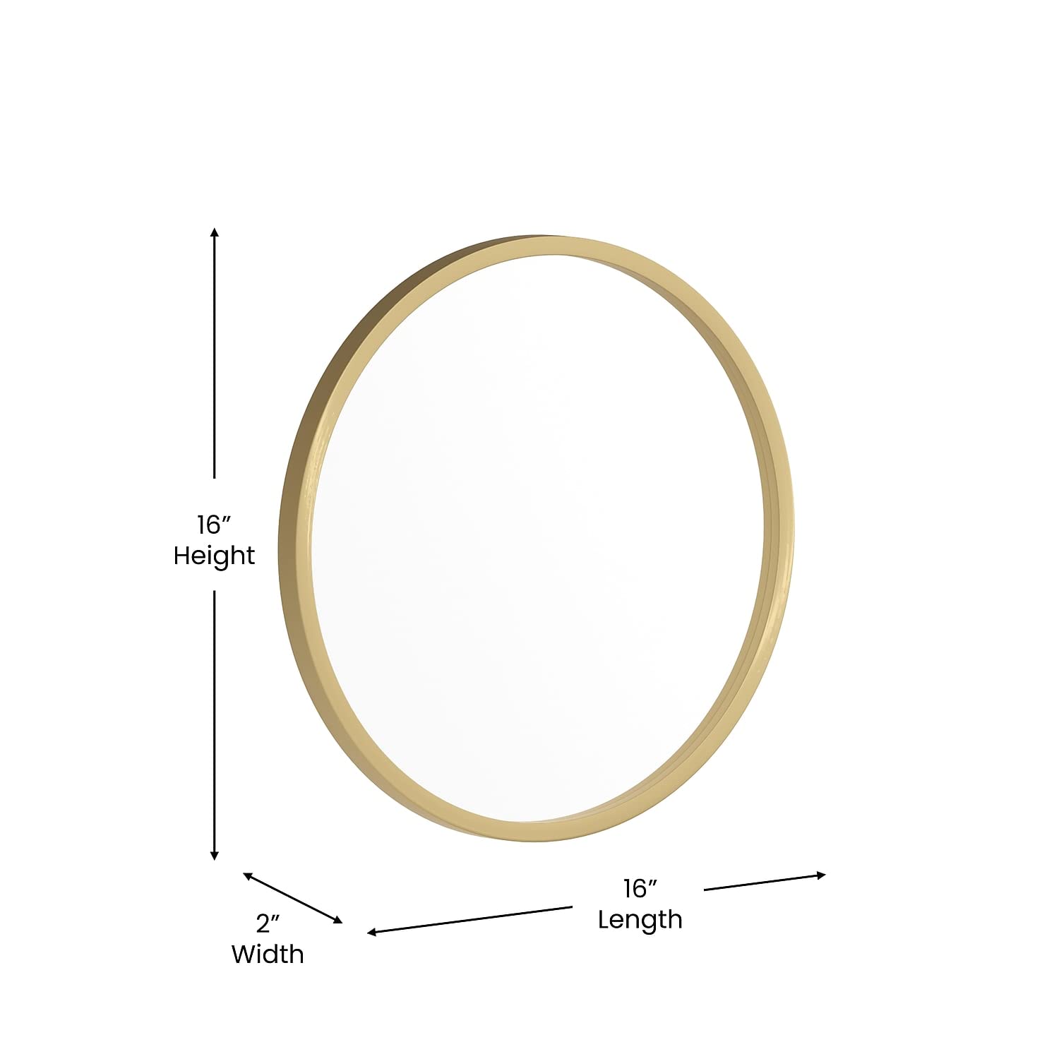 Flash Furniture Julianne Large Round Wall Mirror - Gold Circle Accent Mirror - 16&quot; Vanity Mirror - For Bathroom, Vanity, Entryway, Dining Room, & Living Room
