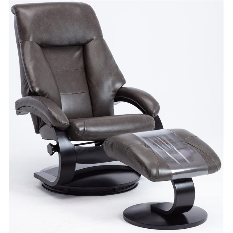 Relax-R Montreal Recliner and Ottoman in Black Pepper Air Leather