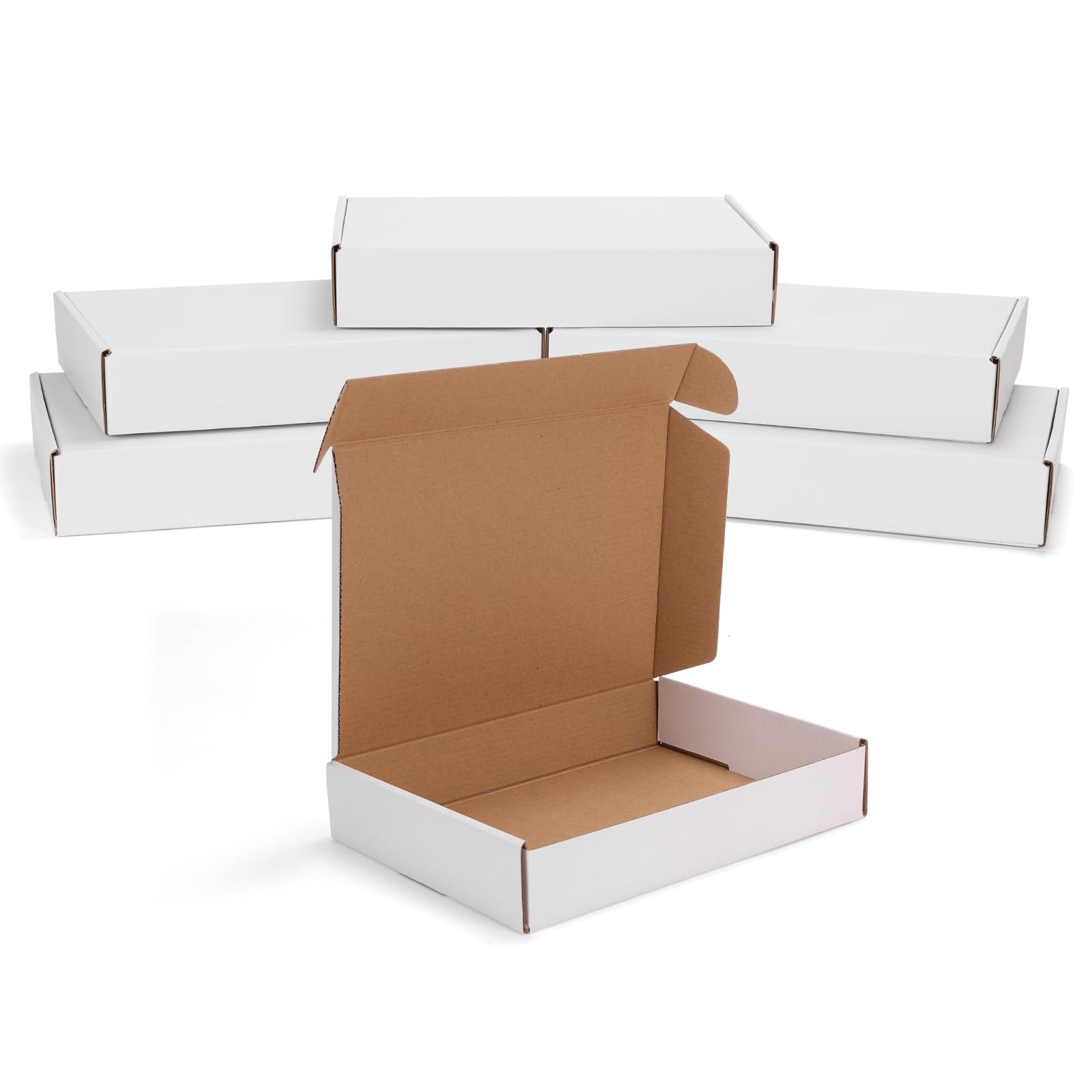 Wtrgas White 11X8X2 Shipping Mailing Boxes Set Of 6, Corrugated Cardboard Mailer Boxes For Efficient Small Business Shipping, Fo