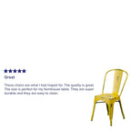 Flash Furniture Commercial Grade Distressed Yellow Metal Indoor-Outdoor Stackable Chair