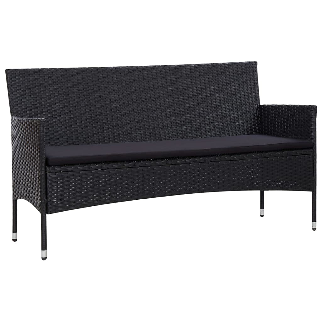 5 Piece Patio Lounge Set With Cushions Poly Rattan Black