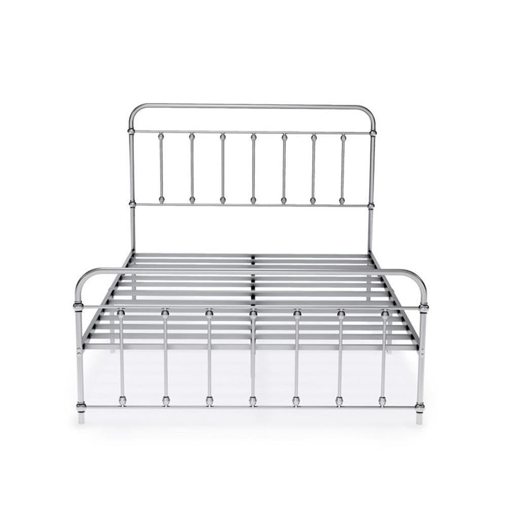East West Furniture GDFBSIL Garland Full Bed Frame with 6 Metal Legs - Magnificent Bed Frame in Powder Coating Silver Color