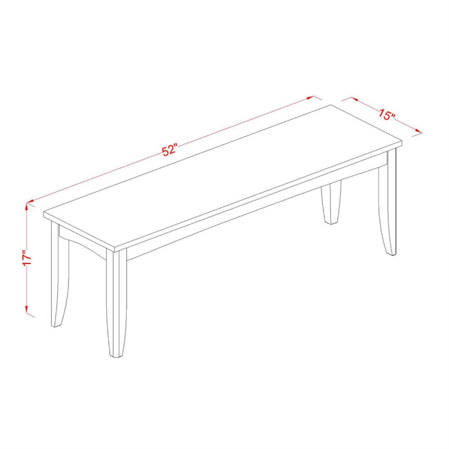 East West Furniture Pfb-Cap-W Parfait Dining Table Bench With Wooden Seat, 52X15X17 Inch, Cappuccino