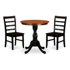 East West Furniture Espf3-Bch-W 3 Piece Dining Set Contains A Round Dining Room Table With Pedestal And 2 Kitchen Chairs, 30X30 Inch, Black & Cherry