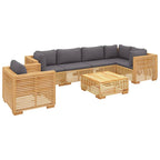 vidaXL Solid Teak Wood Patio Lounge Set with Cushions - 7 Piece Outdoor Furniture Set - Includes Sofa, Chairs, and Table - Easy Assembly