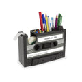 Tape Dispenser With Pen Holder, The Retro Cassette Heat Tape Dispenser, Cute Roll Holder With 1 Roll, Paperclips Holder,Statione