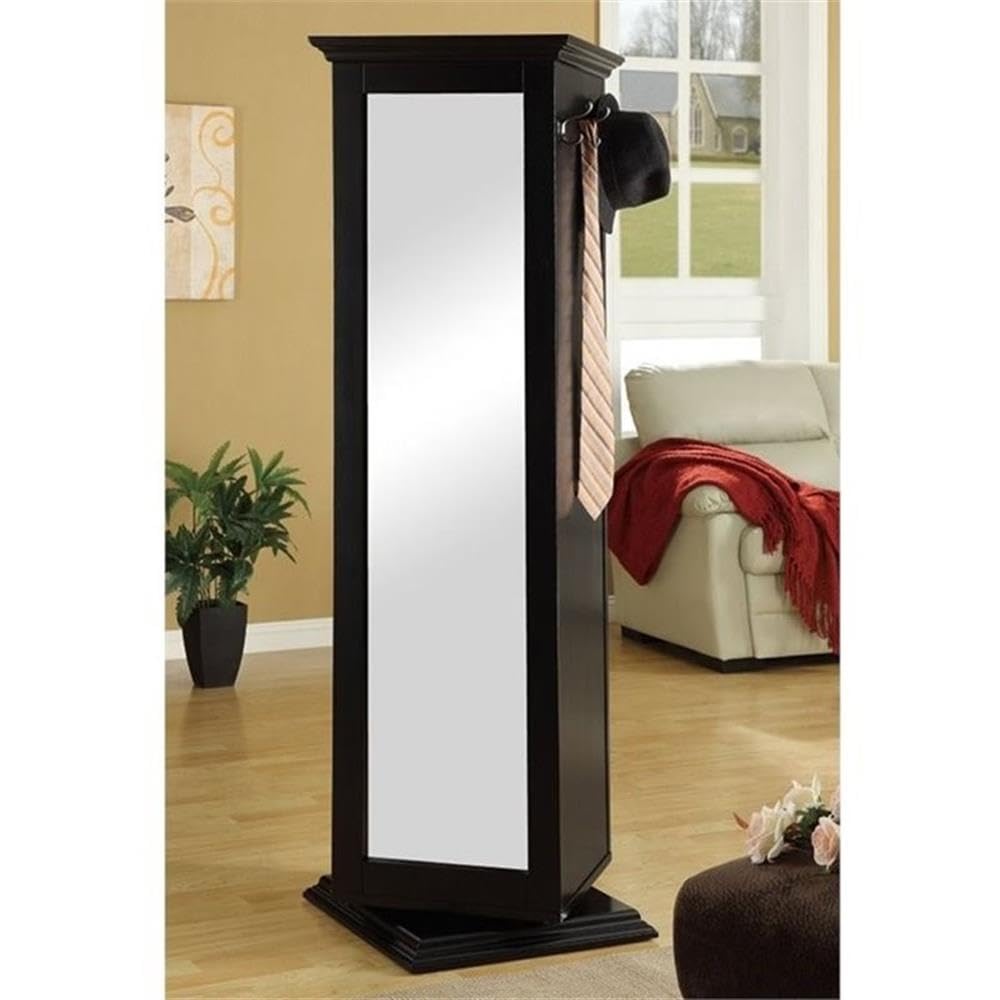 Coaster Furniture Coaster Casual Black Accent Cabinet with Storage Shelves Cork Board and Mirror 910083