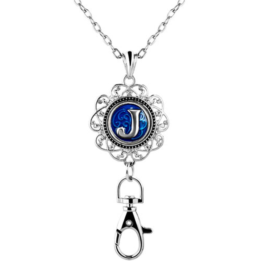 Shinyjewelry Office Lanyard Necklace Clip Badge Id Holder Pendant With A-Z Letter Alphabet Snap Charm (L)