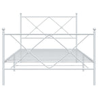 vidaXL Elegant White Steel Single Bed Frame with Headboard/Footboard - Under-Bed Storage - Metal Slats - 81.5x41.3x35.6