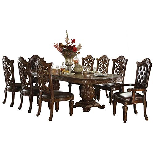 Acme Vendome Dining Side Chair in PU and Cherry (Set of 2)