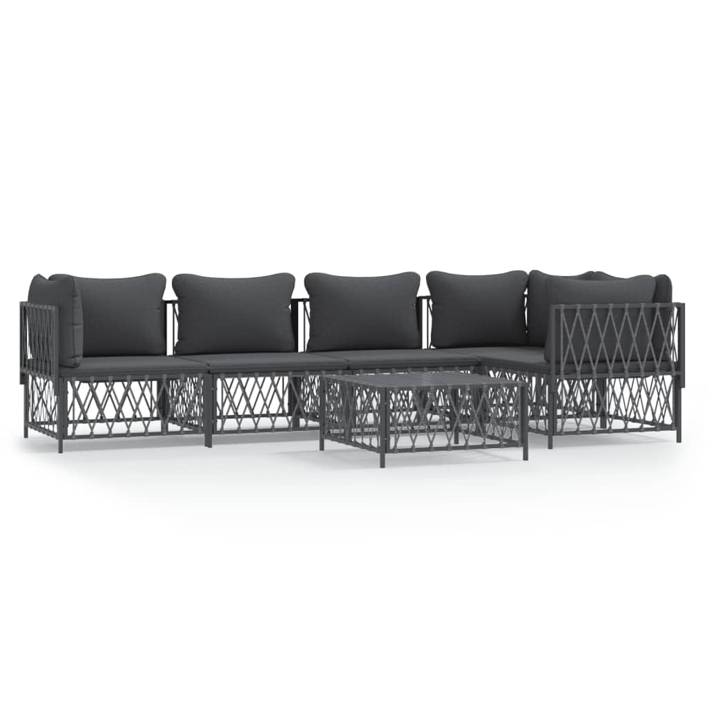vidaXL Patio Furniture Set 6 Piece, Sectional Sofa with Cushions, Patio Lounge Set for Outdoor Garden Lawn Backyard, Anthracite 