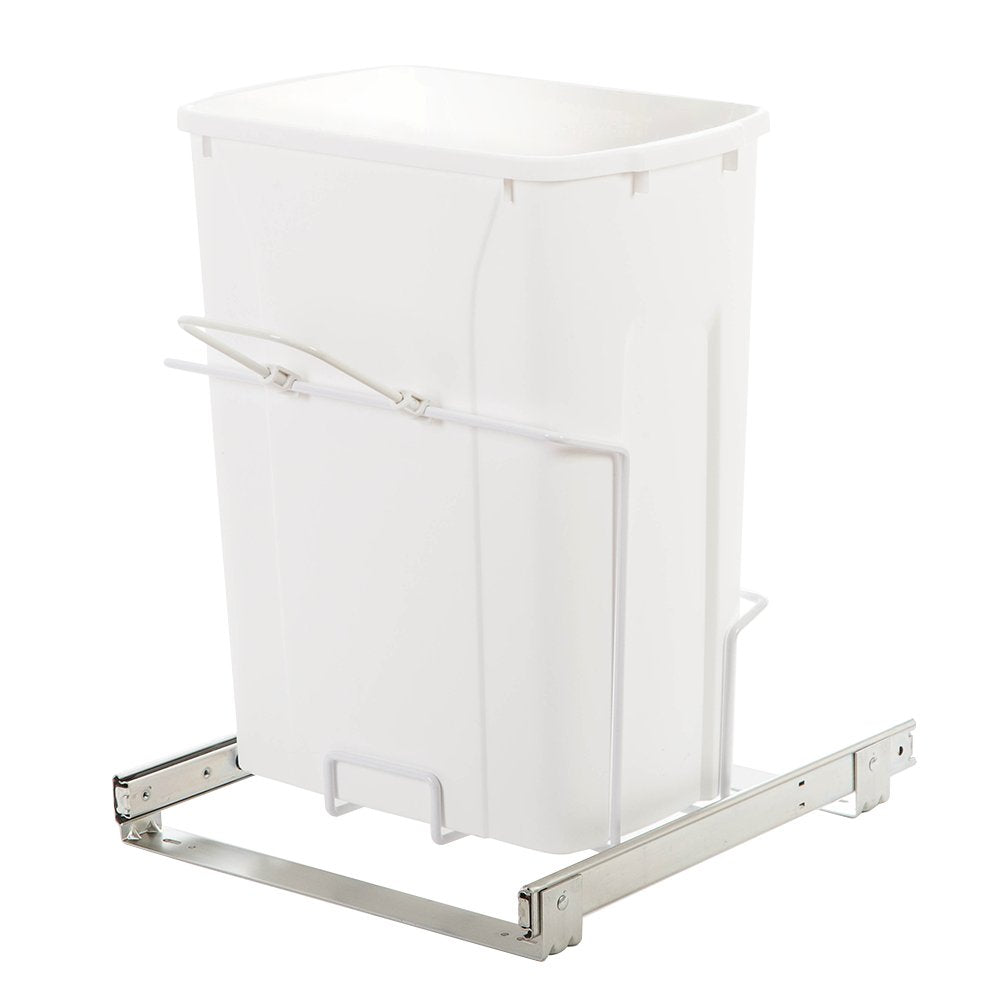 Knape & Vogt SBM15-1-35WH in-Cabinet Bottom Mount Pull Out Trash Can, 18.8 by 14.25 by 16,White