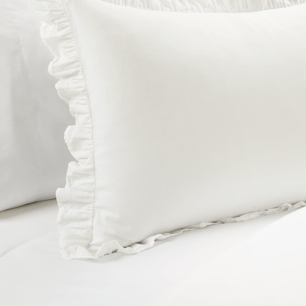 Lush Decor Reyna Ruffle 100% Cotton Duvet Cover Set - 2 Piece Cozy Ruffled Bedding Set - Timeless Elegance And Comfort For Teen