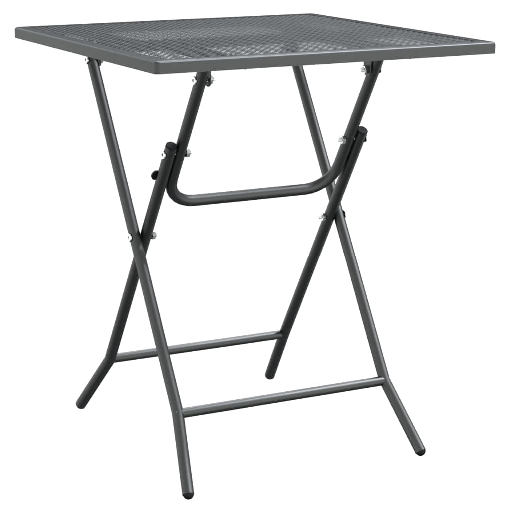 vidaXL Outdoor Patio Dining Set - 3 Piece Expanded Metal Mesh Furniture with E-Coating Finish for Weather-Resistance - Foldable Design for Space Saving - Anthracite