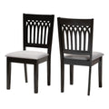 Baxton Studio Genesis Modern Grey Fabric and Dark Brown Finished Wood 2-Piece Dining Chair Set