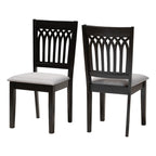 Baxton Studio Genesis Modern Grey Fabric and Dark Brown Finished Wood 2-Piece Dining Chair Set