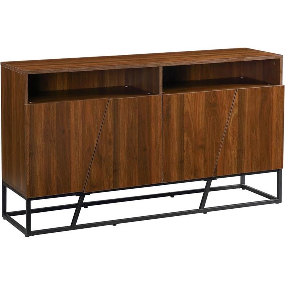 Acme Walden 4-Door Wooden Console Table with Compartments in Walnut Finish