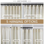 120 Inches Extra Long Linen Curtains Living Room,1 Pair Back Tab Neutral Farmhouse Light Filtering Semi Sheer Boho Linen Curtains,Floor To Ceiling Large Window Patio Sliding Door 10 Feet Drapery,Cream