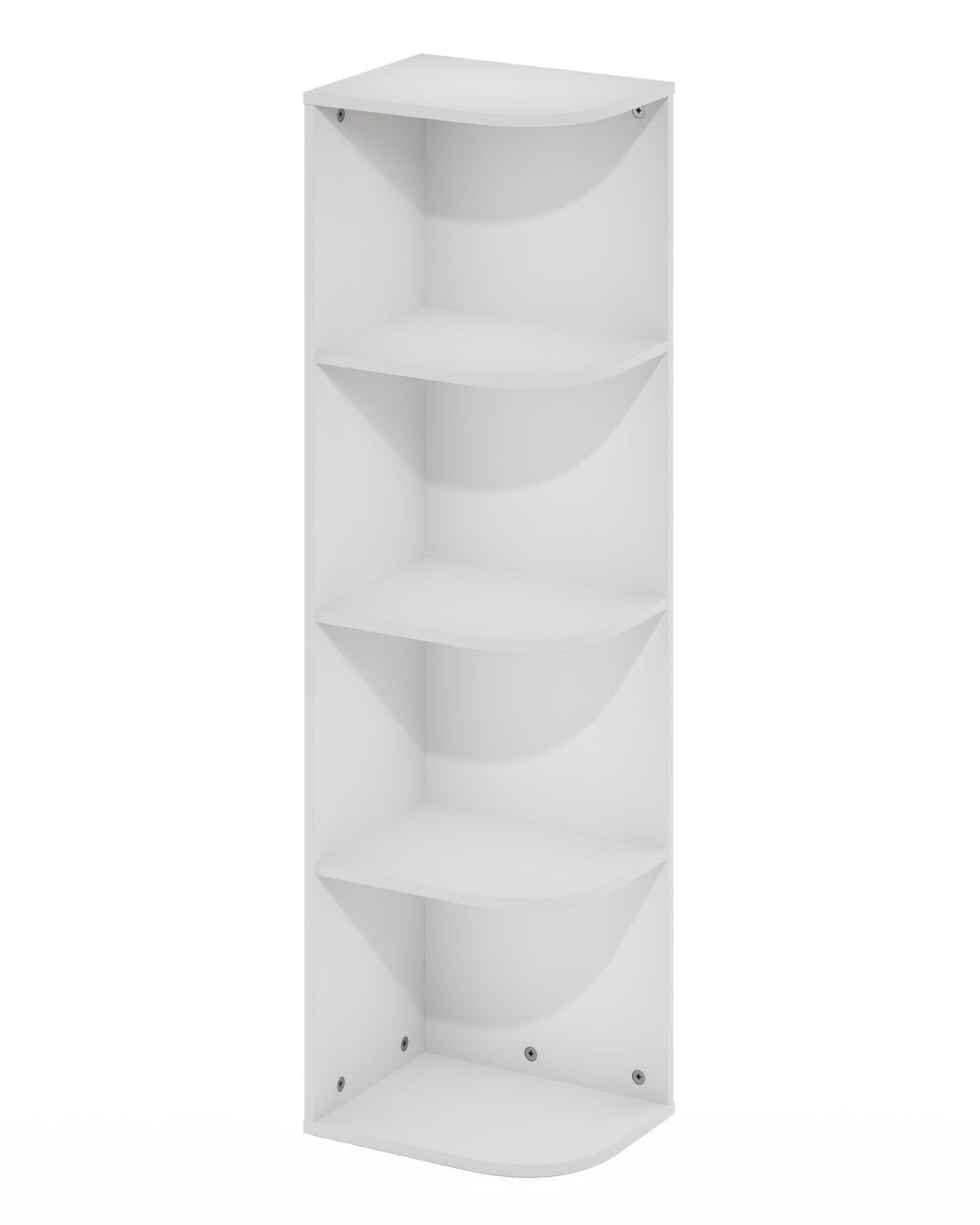 Furinno Pasir 4-Tier Corner Open Shelf Bookcase, White